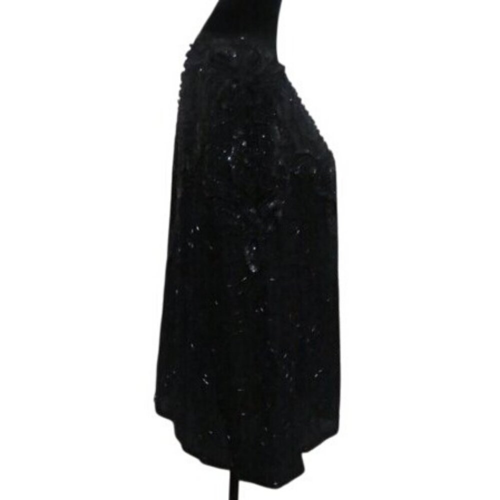 Adrianna Papell Evening 100% Italian Silk Hand Beaded Jacket Medium 10 Vintage - Picture 6 of 7